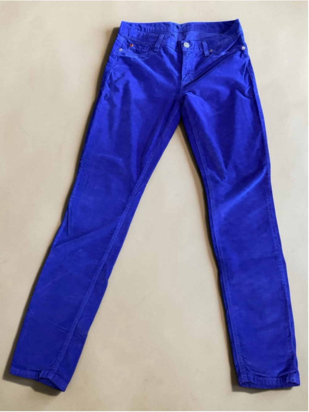 💙 Hudson Velvet Skinny Jeans Electric Blue Size 28 Statement Pants - Picture 4 of 9